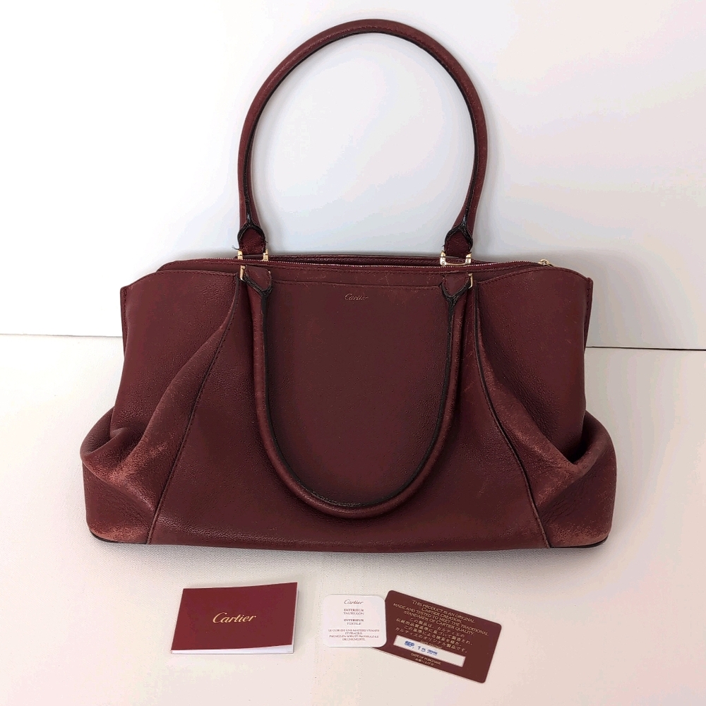 Cartier Red Spinel Taurillon Bull Calf-Skin Leather Large Hand Bag C de Cartier